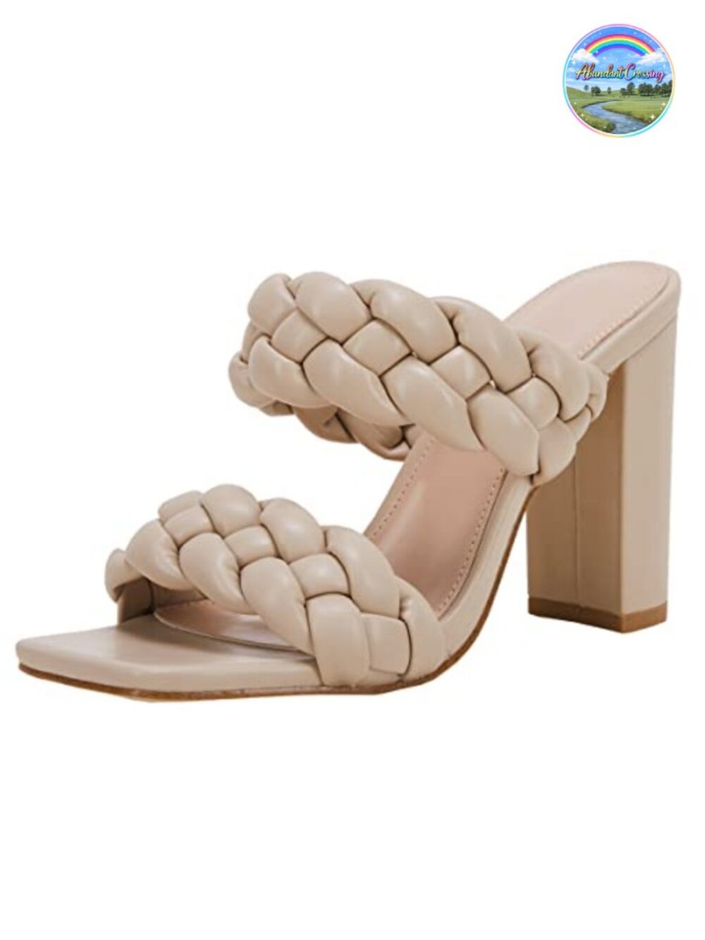 Women's Faux Leather Braided Chunky Heel Open Toe Sandals
